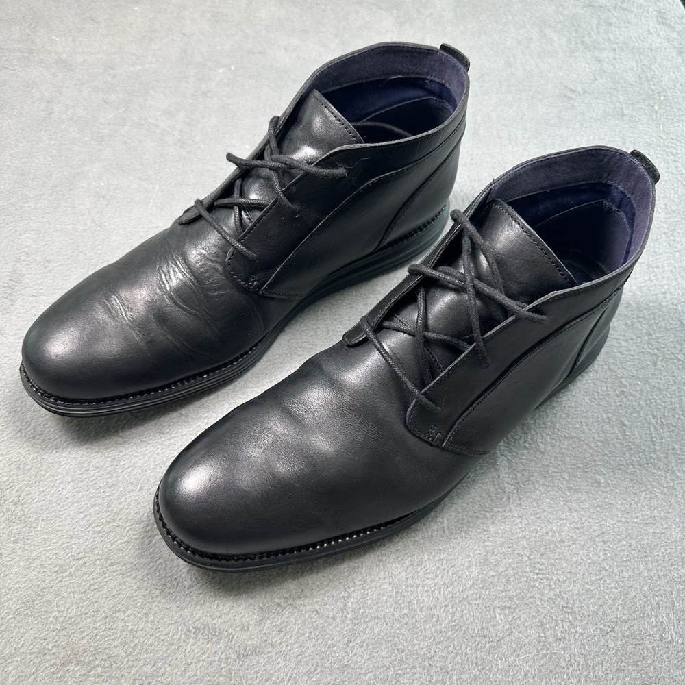 Cole Haan Original Grand Chukka Boots Black Leather Lace Up Men's 13M Grand.ØS